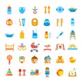 Baby care flat vector icons