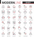 Baby care flat web icon vector illustration set of items symbol for newborn infant child, baby accessories, clothes and