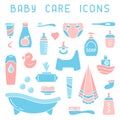 Baby care icons collection Royalty Free Stock Photo