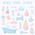 Baby care icons collection Royalty Free Stock Photo