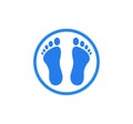 Baby care logo, Foot print vector icon, Feet tacks vector illustration Royalty Free Stock Photo
