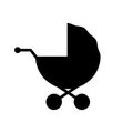 Baby Carriage Black Silhouette Icon. Infant Stroller Glyph Pictogram. Child Born Pram Maternity Flat Symbol. Newborn