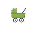 Baby carriage color thin line icon.Vector illustration