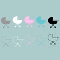 Baby carriage colour icon.