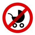 Baby carriage is crossed out - child, and baby is prohibited,