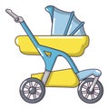 Baby carriage designer icon, cartoon style