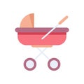 Baby carriage flat clipart vector illustration Royalty Free Stock Photo