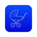 Baby carriage icon blue vector Royalty Free Stock Photo
