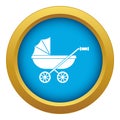 Baby carriage icon blue vector isolated Royalty Free Stock Photo