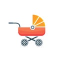 Baby carriage icon buggy, pram stroller silhouette illustration