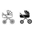 Baby carriage icon vector set. pram illustration sign collection. trolley symbol.