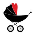 Baby carriage icon on white background. A symbol of the birth of a child, maternal care and love. Vector isolated illustration Royalty Free Stock Photo