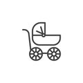 Baby carriage line icon