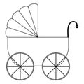 Baby carriage outline icon. Stroller vector illustration isolated on white. Coloring book page for children