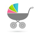 Baby carriage - pram icon isolated on white Royalty Free Stock Photo