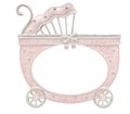 Baby carriage shaped frame on white Royalty Free Stock Photo