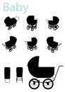 Baby Carriage Silhouette set