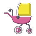 Baby carriage tricycles icon, cartoon style