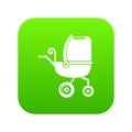 Baby carriage tricycles icon green vector