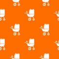 Baby carriage tricycles pattern vector orange