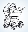 Baby carriage. Vector drawing icon Royalty Free Stock Photo