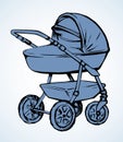 Baby carriage. Vector drawing icon Royalty Free Stock Photo