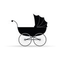 Baby carriage vector illustration in black