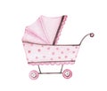 Baby carriage on a white background. Watercolor painting Royalty Free Stock Photo