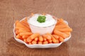 Baby Carrots with ranch dressing dip Royalty Free Stock Photo