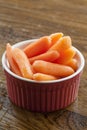 Baby Carrots in a Red and White Bowl Royalty Free Stock Photo
