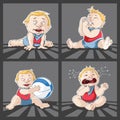 Baby Cartoon Little Boy Playing Crying Feeding Poses Royalty Free Stock Photo