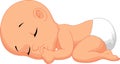 Baby cartoon sleeping sucking finger