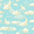 Baby cartoon style sky seamless pattern hand drawn illustration Royalty Free Stock Photo