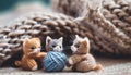 baby cat dolls, cute playing cats. wool kittens ,ai generated