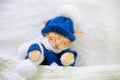 Baby cat in sweater and hat. Kitten sleeping Royalty Free Stock Photo