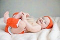 Baby catching own legs Royalty Free Stock Photo