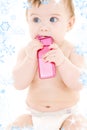 Baby with cell phone Royalty Free Stock Photo