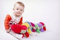 Baby with the centipede Royalty Free Stock Photo