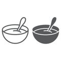 Baby cereal line and glyph icon, food and eat, dish sign, vector graphics, a linear pattern on a white background.
