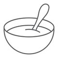 Baby cereal thin line icon, food and eat, dish sign, vector graphics, a linear pattern on a white background.