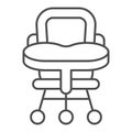 Baby chair thin line icon. High chair vector illustration isolated on white. Kid seat outline style design, designed for Royalty Free Stock Photo