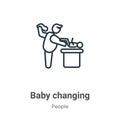 Baby changing outline vector icon. Thin line black baby changing icon, flat vector simple element illustration from editable Royalty Free Stock Photo