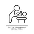 Baby changing room pixel perfect linear icon Royalty Free Stock Photo