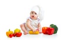 Baby chef with healthy food