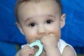 Baby chewing a toothing toy Royalty Free Stock Photo