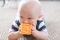 Baby Chewing on Toy Block Royalty Free Stock Photo