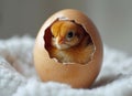 Baby chick peeks out of egg shell Royalty Free Stock Photo