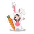 Baby child with bunny suit Royalty Free Stock Photo
