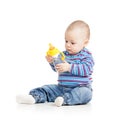 Baby child drinking from bottle Royalty Free Stock Photo