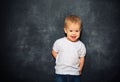 Baby child and empty Blackboard